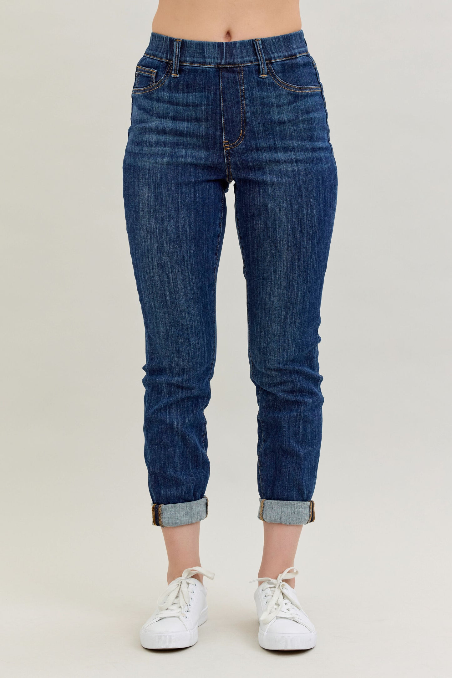 Judy Blue High Waist Pull-On Double Cuff Slim Jeans