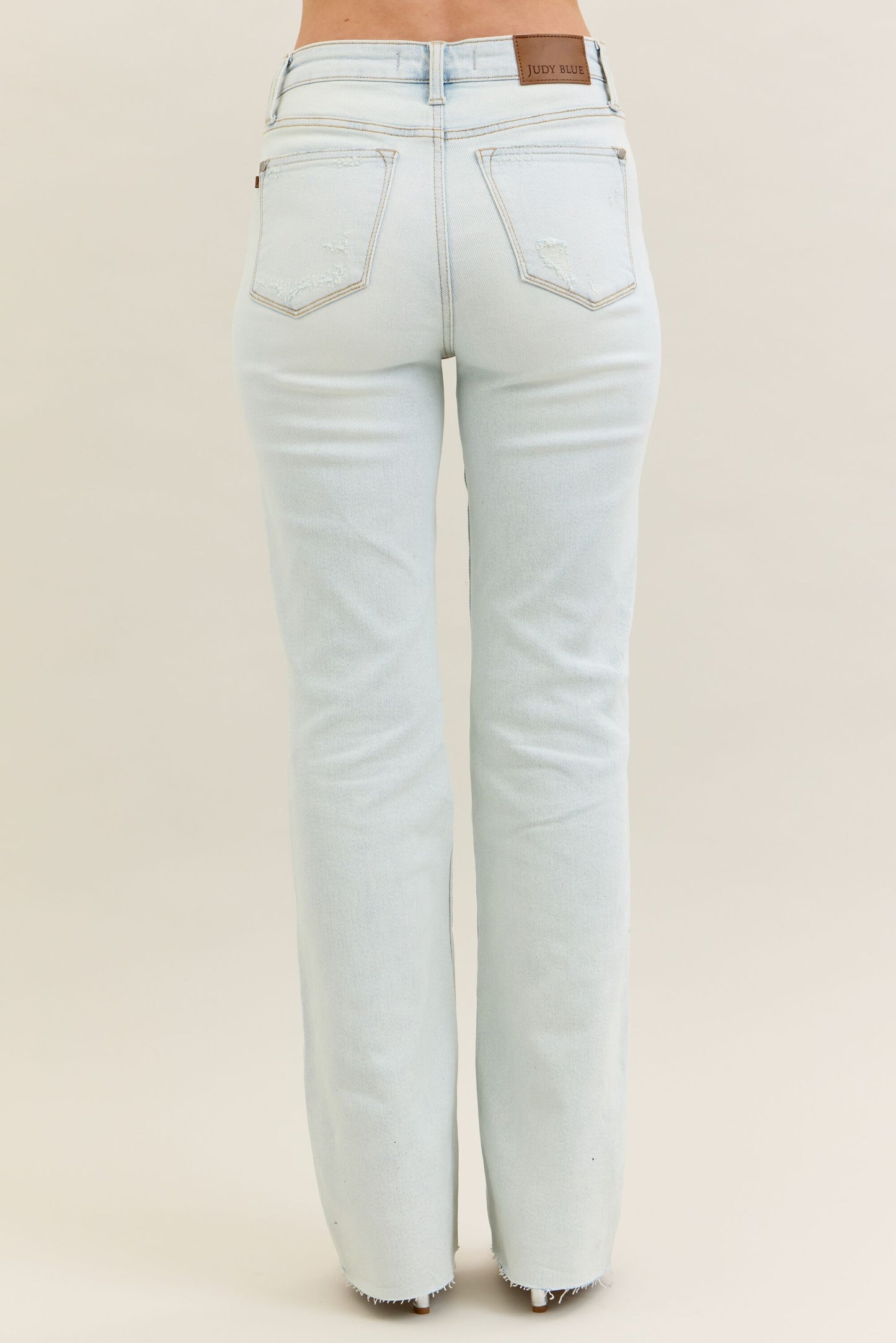 Judy Blue Mid-Rise Destroy & Fray Hem Bootcut Jeans