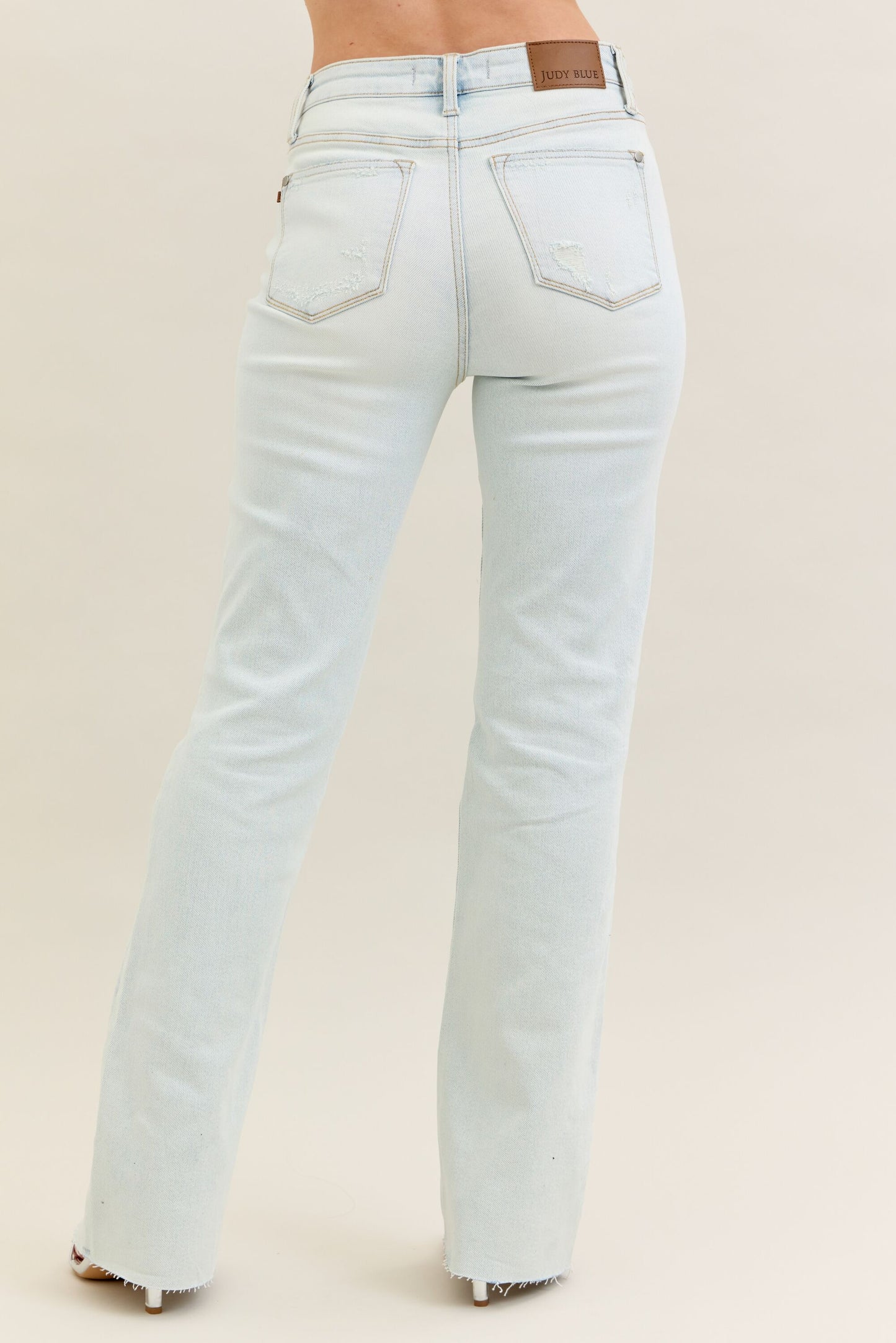 Judy Blue Mid-Rise Destroy & Fray Hem Bootcut Jeans