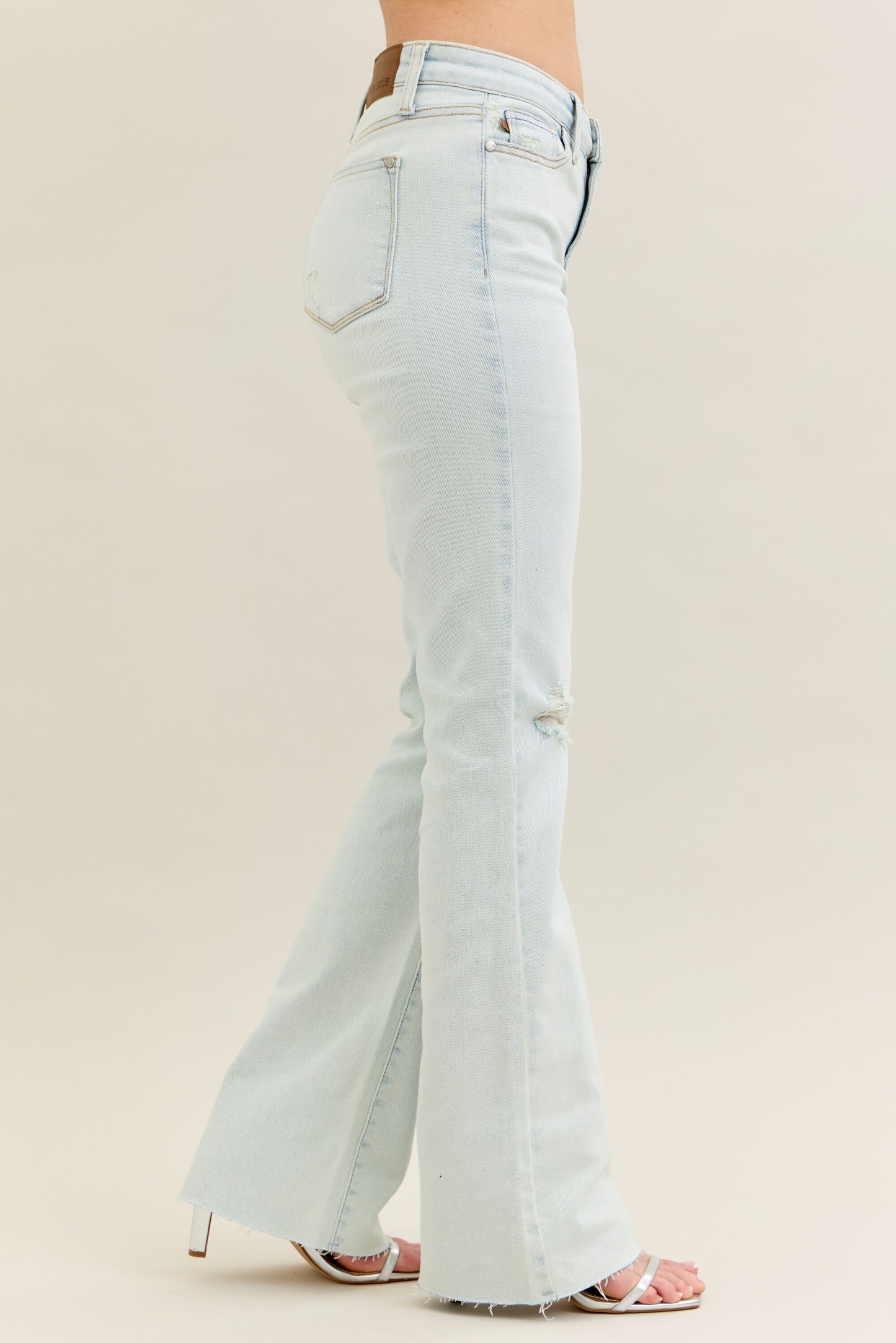 Judy Blue Mid-Rise Destroy & Fray Hem Bootcut Jeans