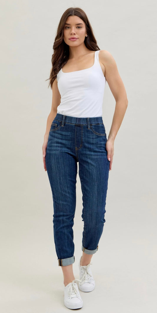 Judy Blue High Waist Pull-On Double Cuff Slim Jeans