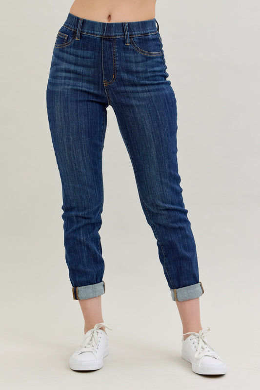 Judy Blue High Waist Pull-On Double Cuff Slim Jeans