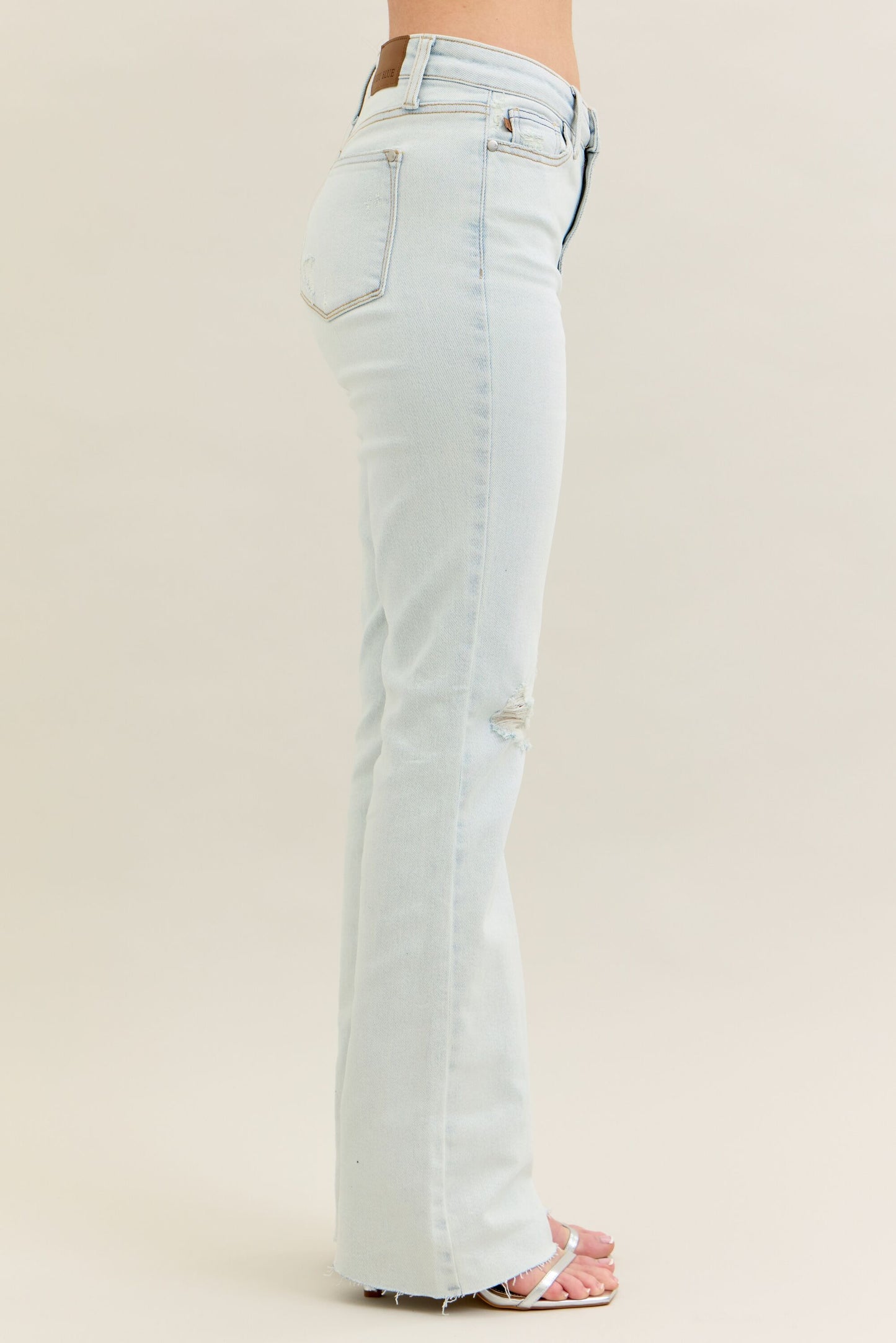 Judy Blue Mid-Rise Destroy & Fray Hem Bootcut Jeans